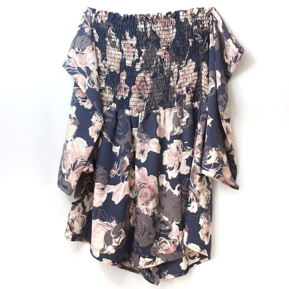 NWT Blue Blush Off-Shoulder Mini Romper in Small